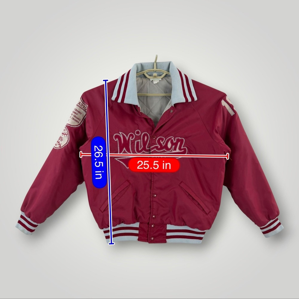 Vintage Wilson Auto Sales Varsity Jacket Mens 2XL Red Baseball 80s USA - Picture 8 of 8
